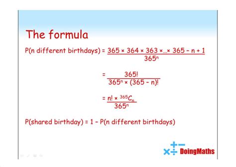 odds that two people share a birthday|Birthday problem .
